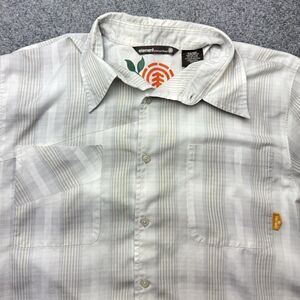 Element Wood & Thread Medium Shirt Button White Gray Plaid Striped Surf Casual